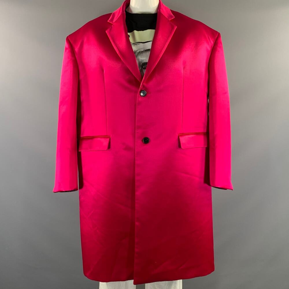 RAF SIMONS S/S2019 Size 36 Pink Wool & Silk Oversized Coat